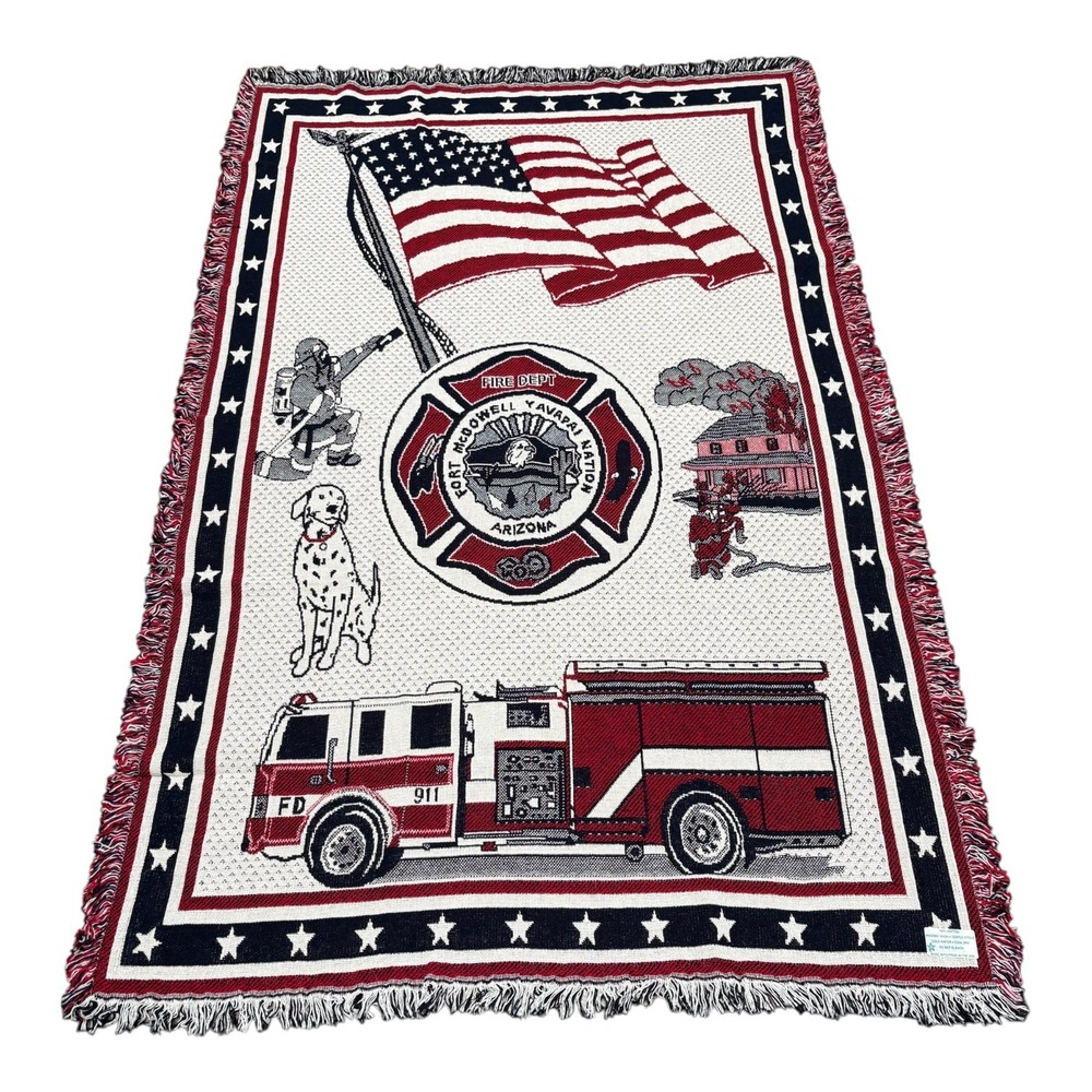 Fort McDowell Yavapai Nation Fire Dept Woven Cotton Throw Blanket USA Made